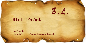 Biri Lóránt névjegykártya